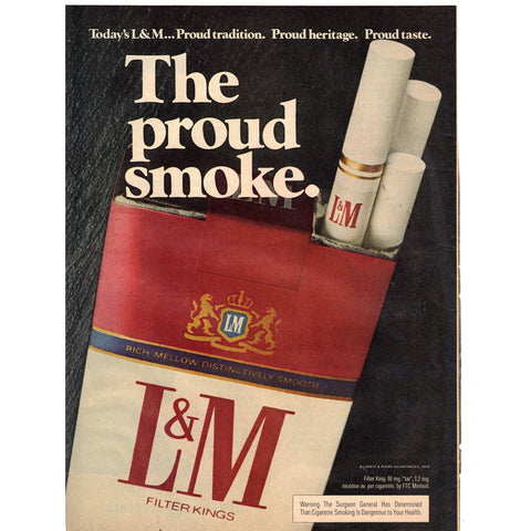 Vintage 1975 Print Ad for L & M Cigarettes