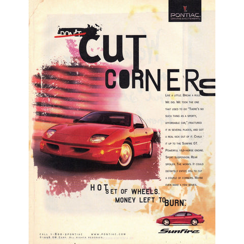 Vintage 1999 Print Ad for Pontiac Sunfire