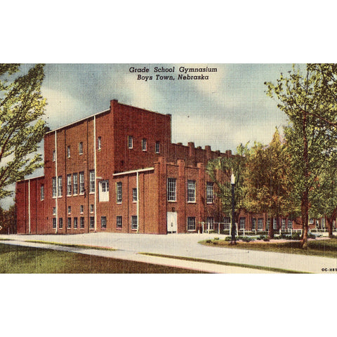 Linen Postcard - Grade School Gymnasium - Boys Town,Nebraska