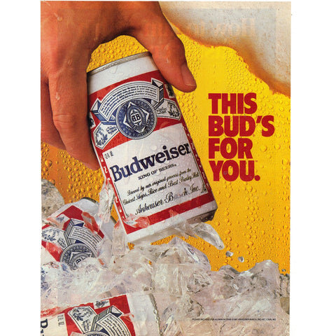 Vintage 1989 Print Ad for Budweiser and Mopar Performance