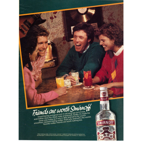 Vintage 1980's Print Ad for Smirnoff Vodka