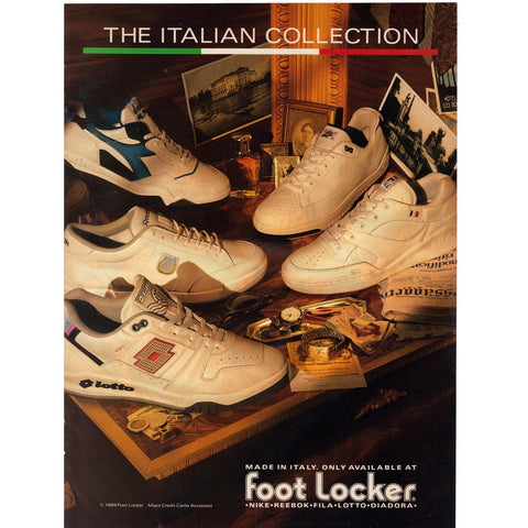 Vintage 1989 Print Ad for Foot Locker and J & B Scotch