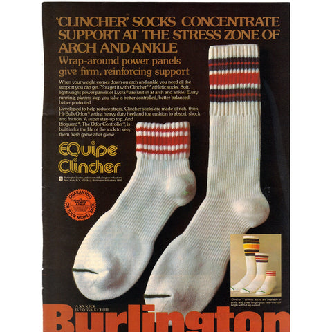 Vintage 1980 Print Ad for Burlington Clincher Socks