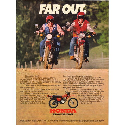 Vintage 1980 Print Ad for Honda Dirt Bikes