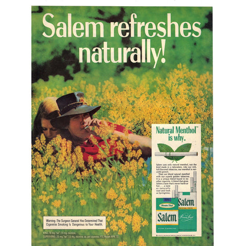 Vintage 1972 Print Ad for Salem Cigarettes