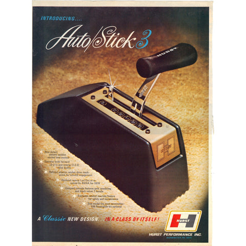 Vintage 1979 Print Ad for Hurst Auto/Stick 3 Shifter