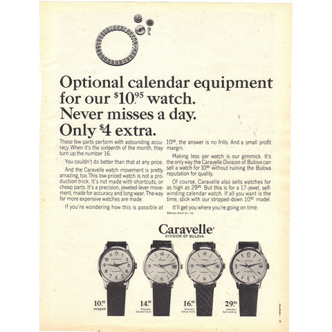 Vintage 1966 Caravelle by Bulova Print Ad