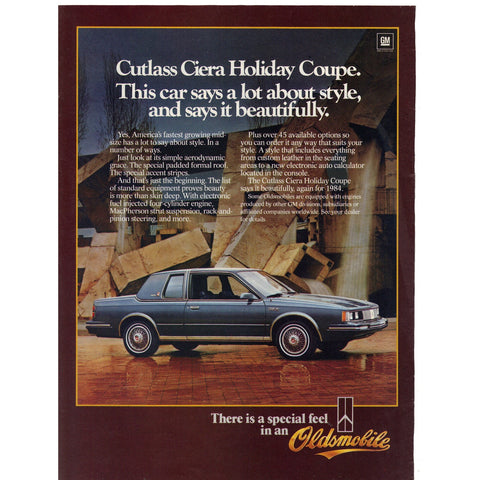 Vintage 1984 Oldsmobile and Seagram's V.O. Print Ad