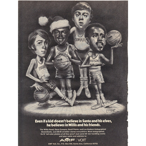 Vintage 1971 Print Ad for AMF/Voit Basketballs