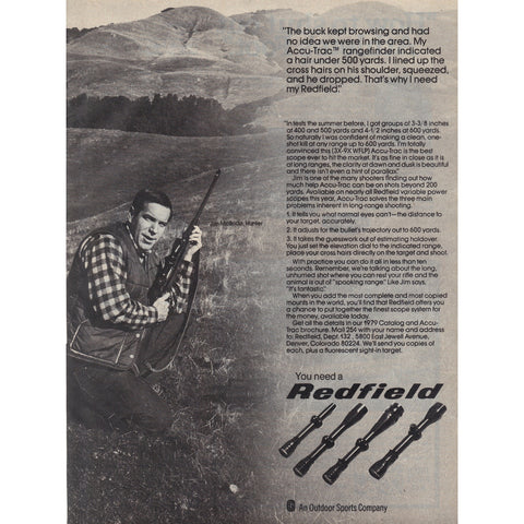 Vintage 1979 Print Ad for Redfield Rifle Scopes