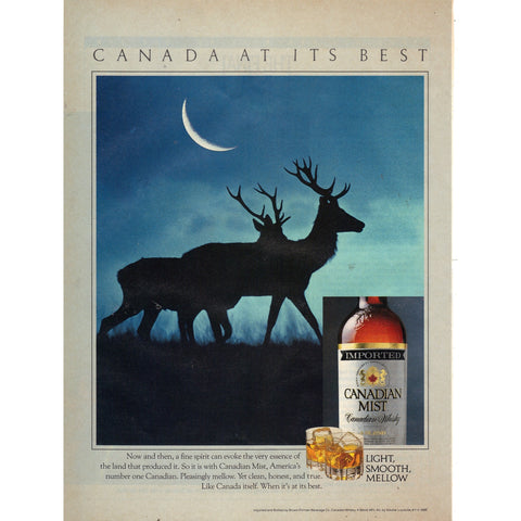 Vintage 1989 Print Ad for Canadian Mist Whisky