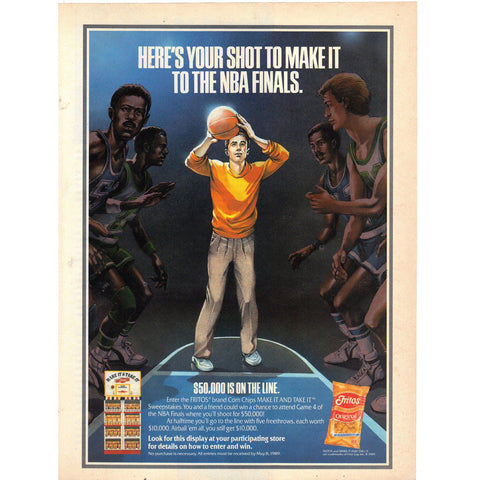 Vintage 1989 Print Ad for The NBA Finals with Fritos