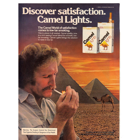 Vintage 1980's Print Ad for Camel Lights Cigarettes Pyramids