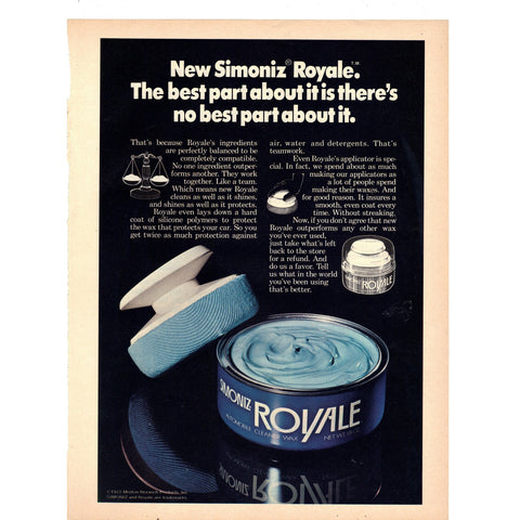 Vintage 1972 Print Ad for Simoniz Royale Car Wax and B.F. Goodrich Tires