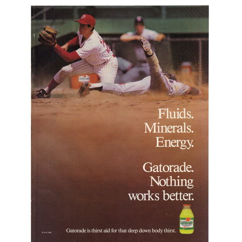 Vintage 1989 Print Ad for Gatorade - Baseball