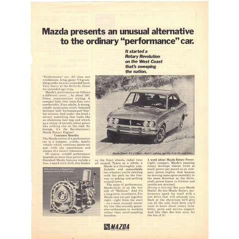 Vintage 1973 Mazda Rotary RX-2 Print Ad