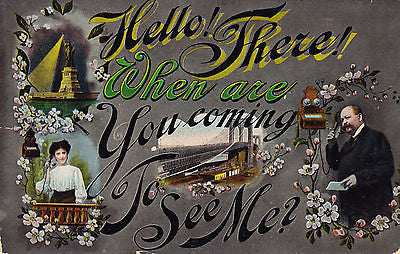 Hello There When Are You Coming To See Me? Postcard - Cakcollectibles